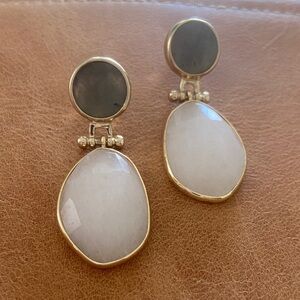 Anthropologie Gold and Cream Statement Earrings